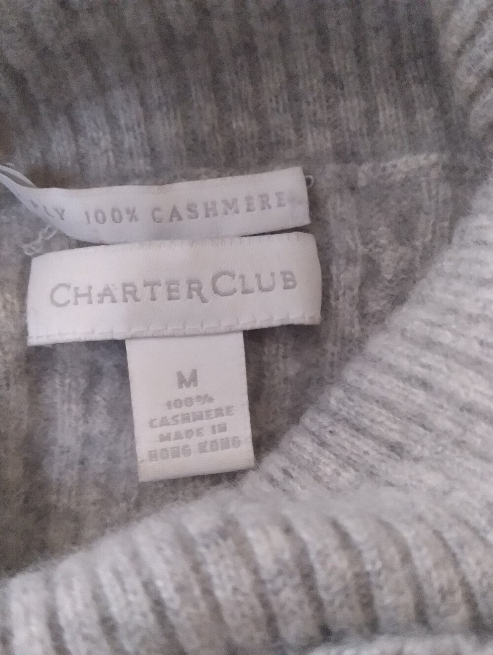 Charter Club Light Gray Cable Turtleneck Sweater